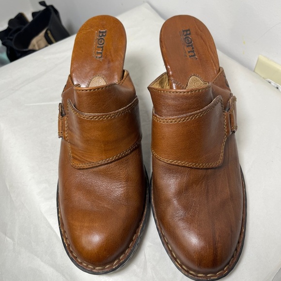 Born Leather Clog Mule Stacked Heels Sz 9  Boho Bohemian, Retro, Americana - Picture 2 of 12